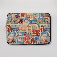 World Cities Post Stamps Laptop Sleeve