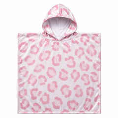 Kids Poncho - Pink Leopard Beach | Polyester