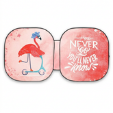 Flamingo on a Scooter Sun Shade