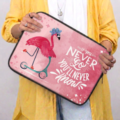 Flamingo on a Scooter Laptop Sleeve