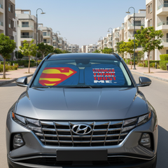 Superman car sun shade on 2025 Hyundai Tucson in New Cairo