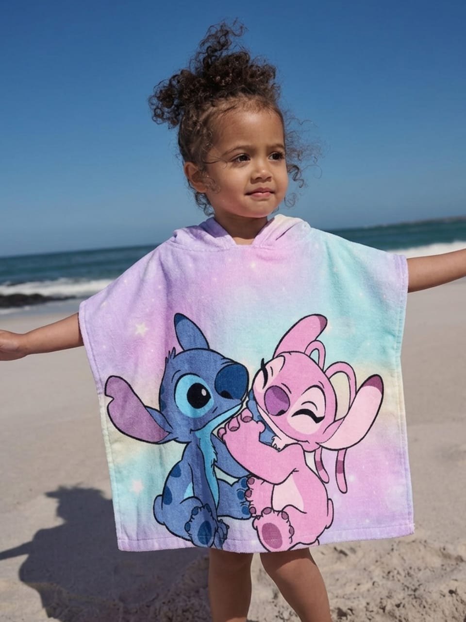 Kids Poncho - Stitch Pink | Microfiber