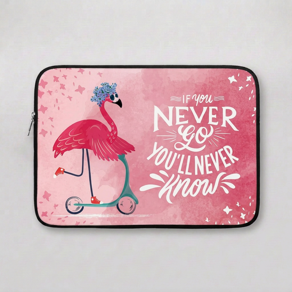 Flamingo on a Scooter Laptop Sleeve