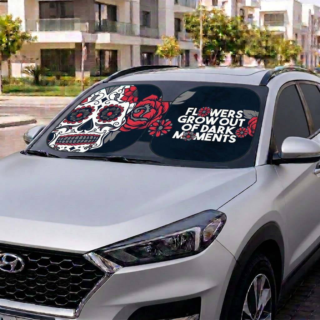 Floral Skull Sun Shade