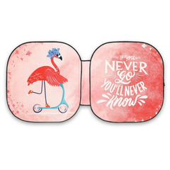 Flamingo on a Scooter Sun Shade