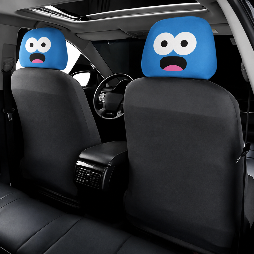 Blue Surprised Emoji Seat Head Cover