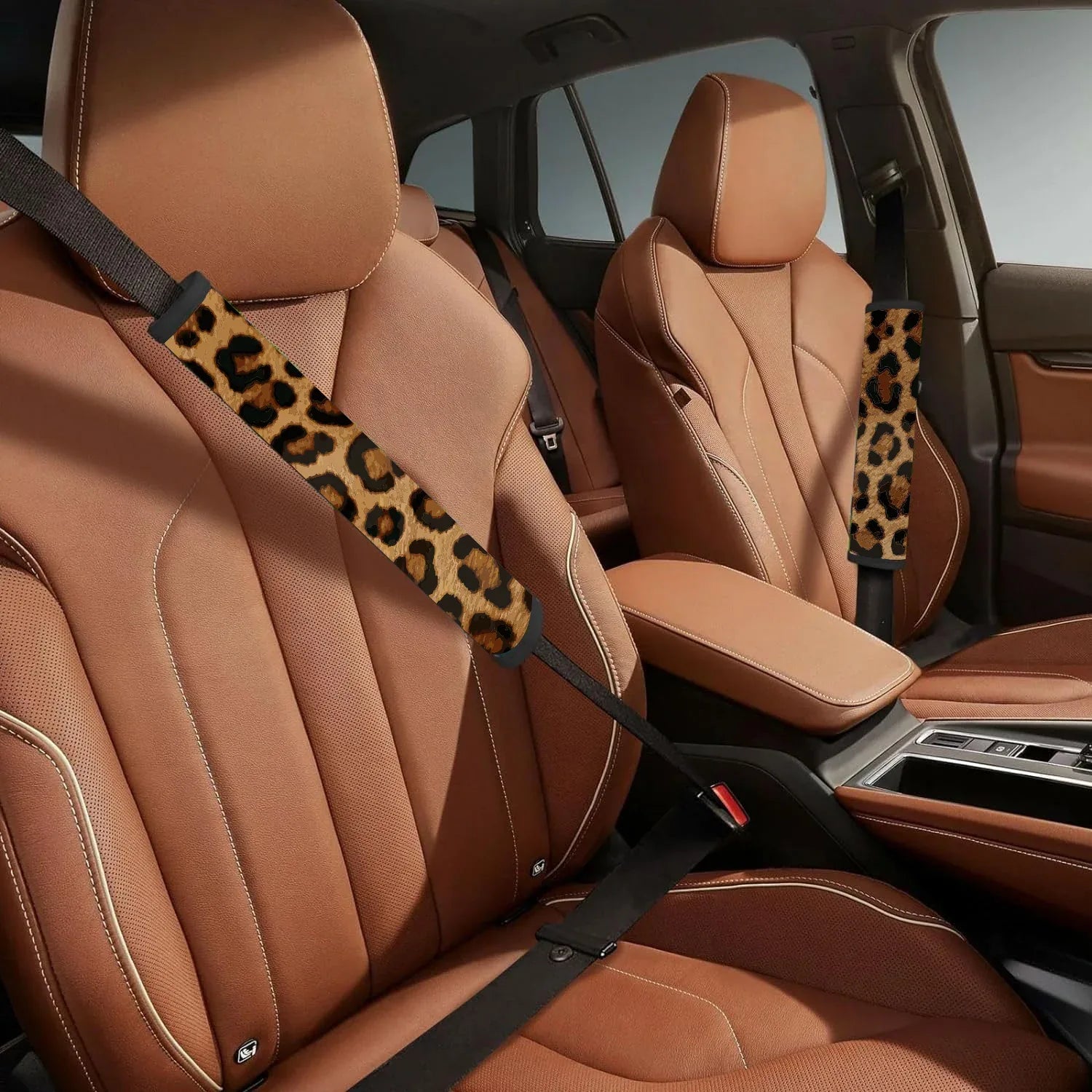 Leopard Seat Belt Cover, Set of 2 Covers