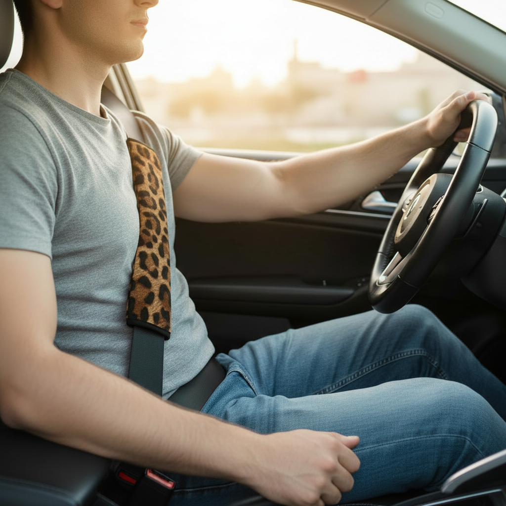 Tiger seat belt cover lifestyle photo