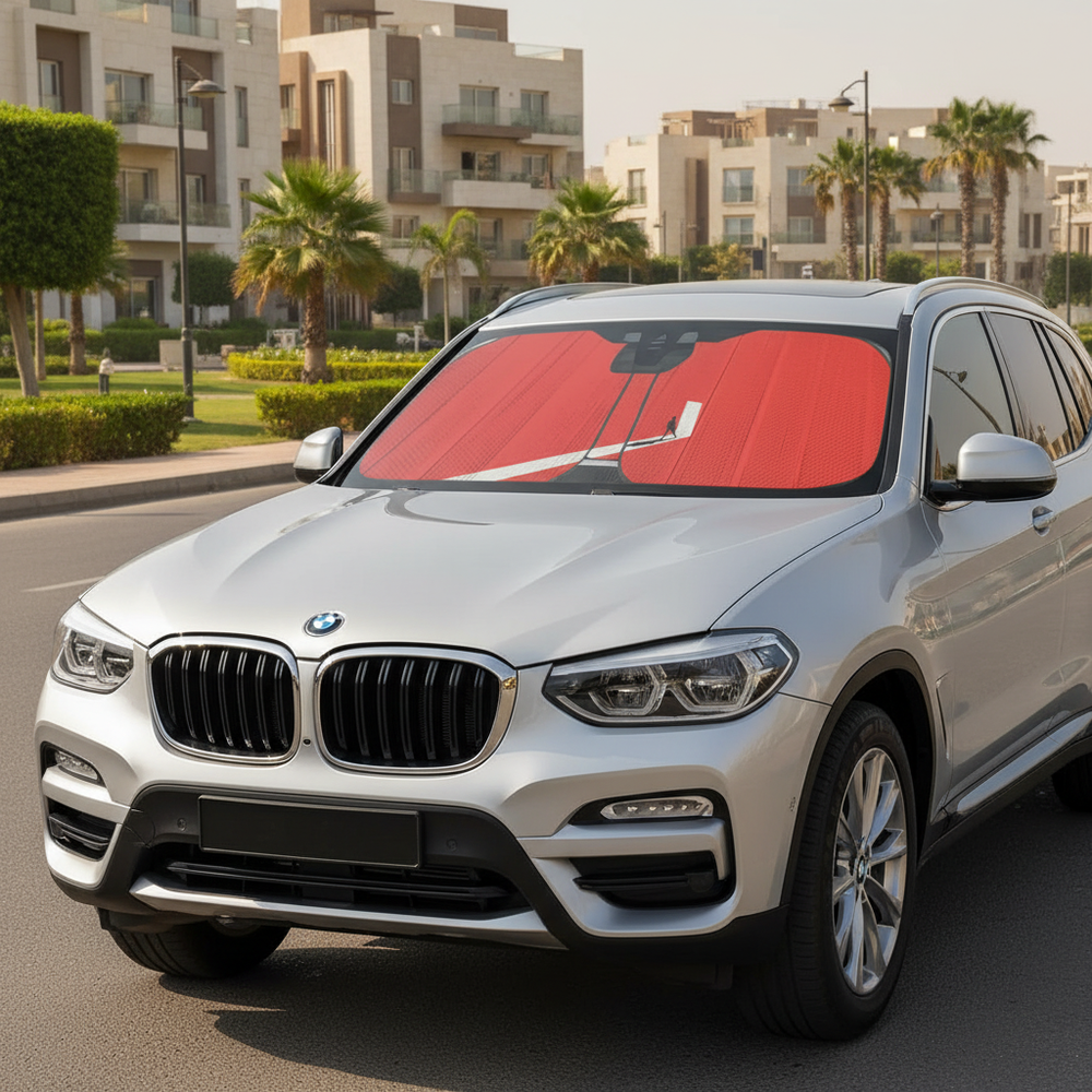 Red Shadow car sun shade on BMW X3 2026 in New Cairo
